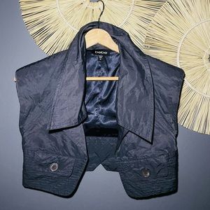 BEBE BLUE/GREY 2000s CROPPED VEST